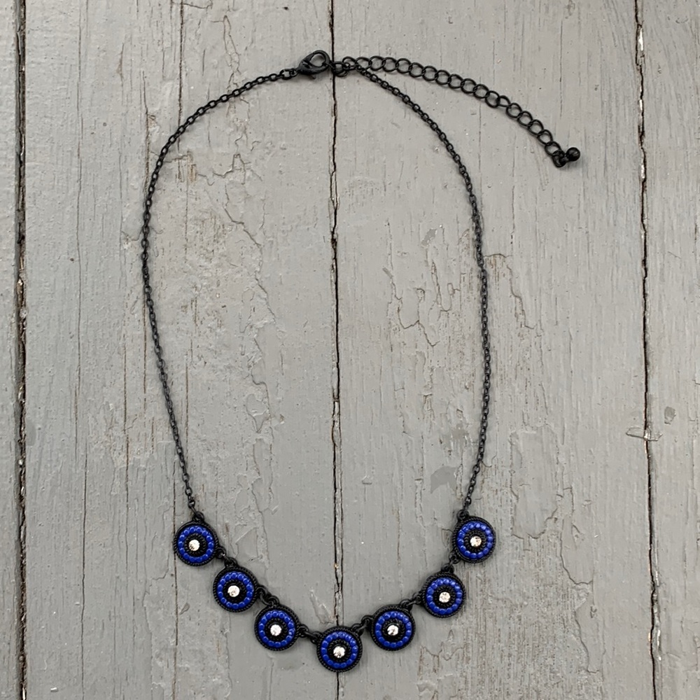Necklace-Indigo w/silver studs